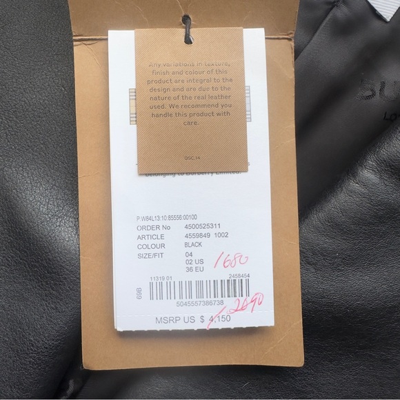 Burberry Black Leather Tuxedo Jacket - Picture 5 of 12